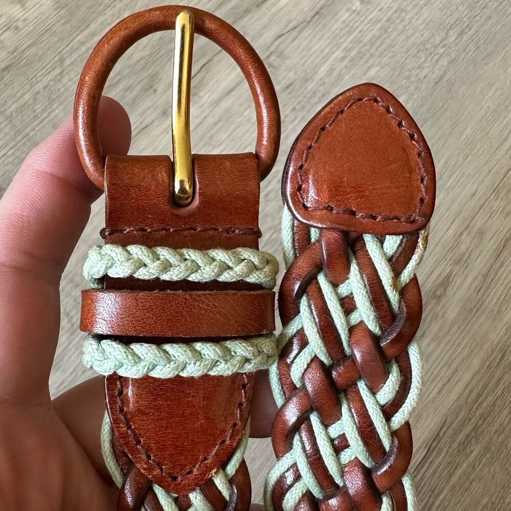 Vintage 1990s Talbots Genuine Leather Braided Plaited Woven Belt Size Medium